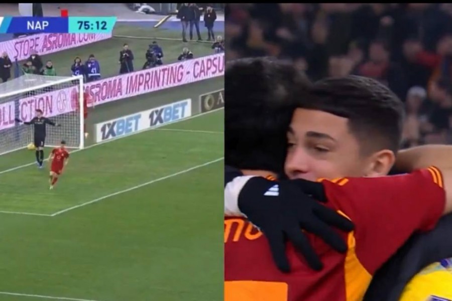 Azmoun abbraccia il raccattapalle dopo l'1 a 0 di Pellegrini 