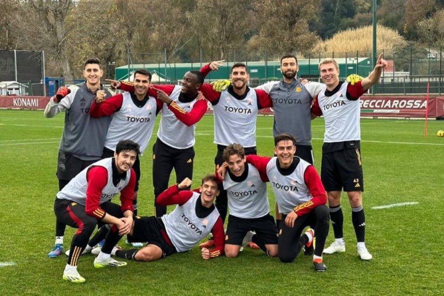 La squadra vincente nella partitella durante la seduta odierna