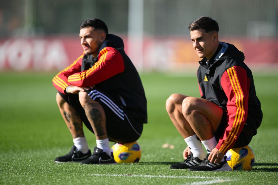 Paulo Dybala in allenamento a Trigoria