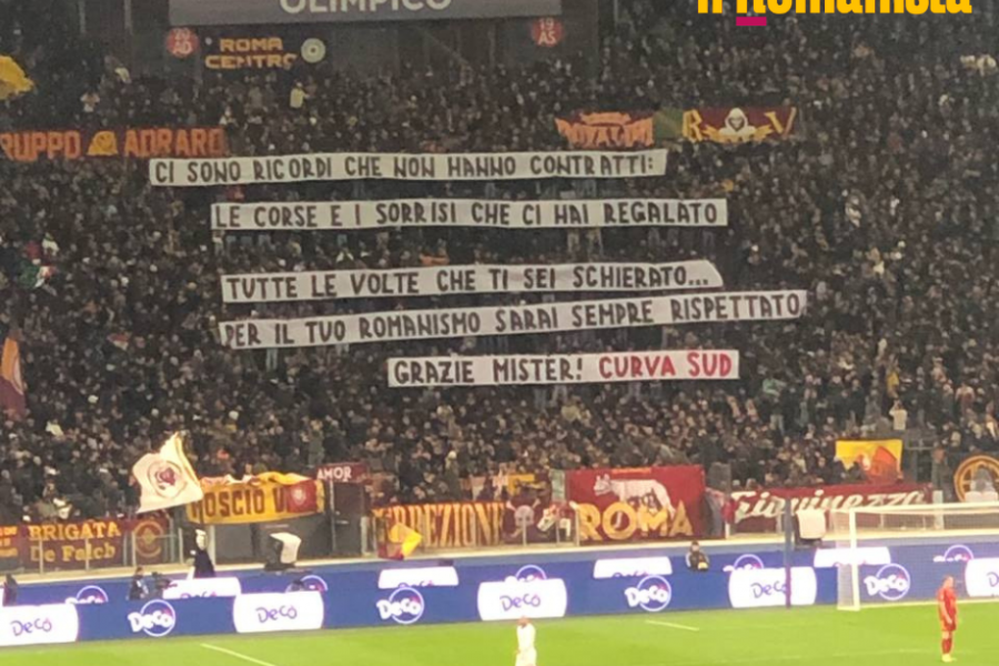 Striscione in curva Sud dedicato a Mourinho