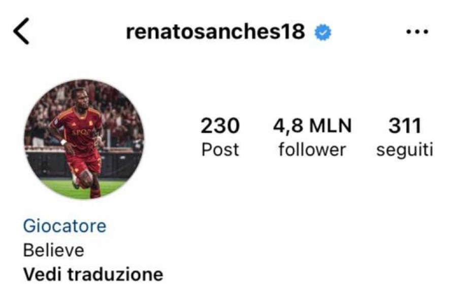 Renato Sanches e l'immagine profilo su Instagram