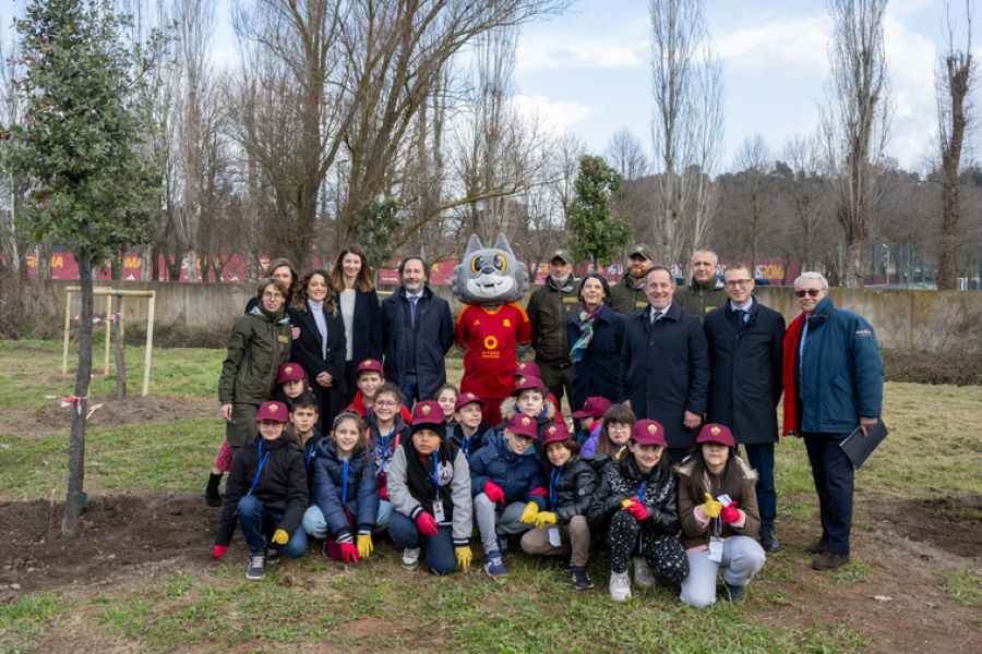 Lina Souloukou nell'evento a Trigoria 