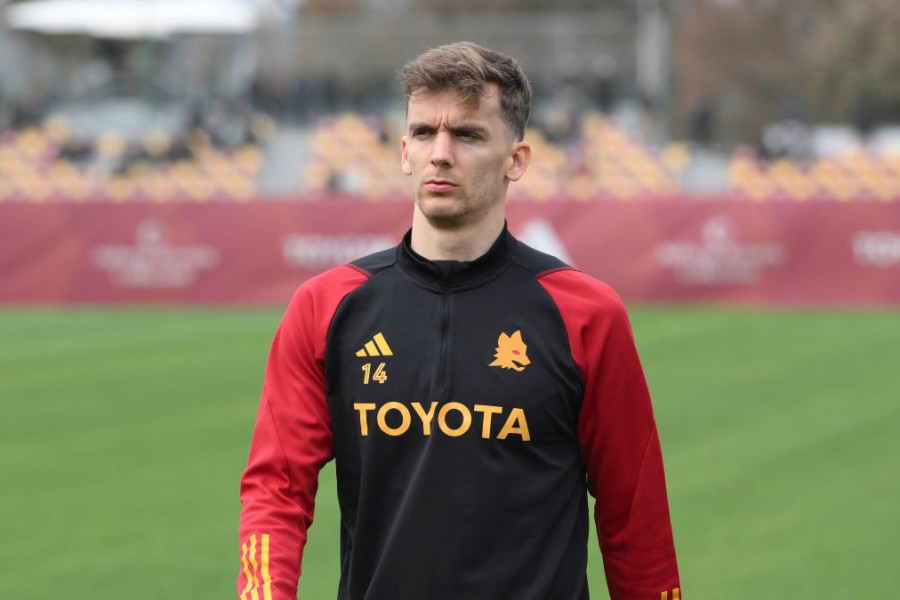 Diego Llorente in allenamento a Trigoria