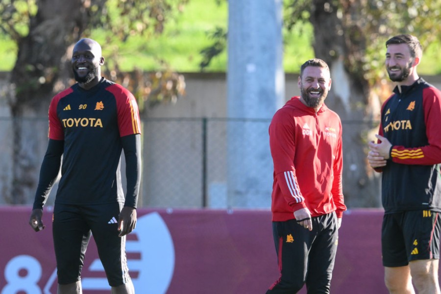 Lukaku, De Rossi e Cristante durante l'allenamento di ieri