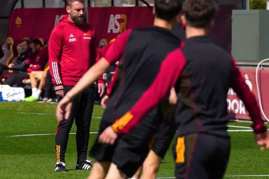 L'allenamento dei giallorossi a Trigoria