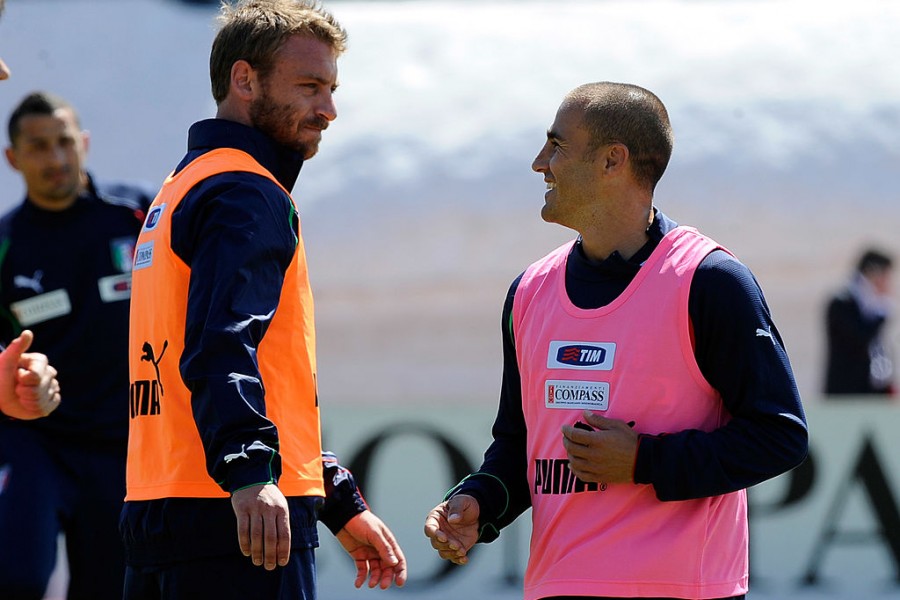 Daniele De Rossi e Fabio Cannavaro in allenamento con la Nazionale