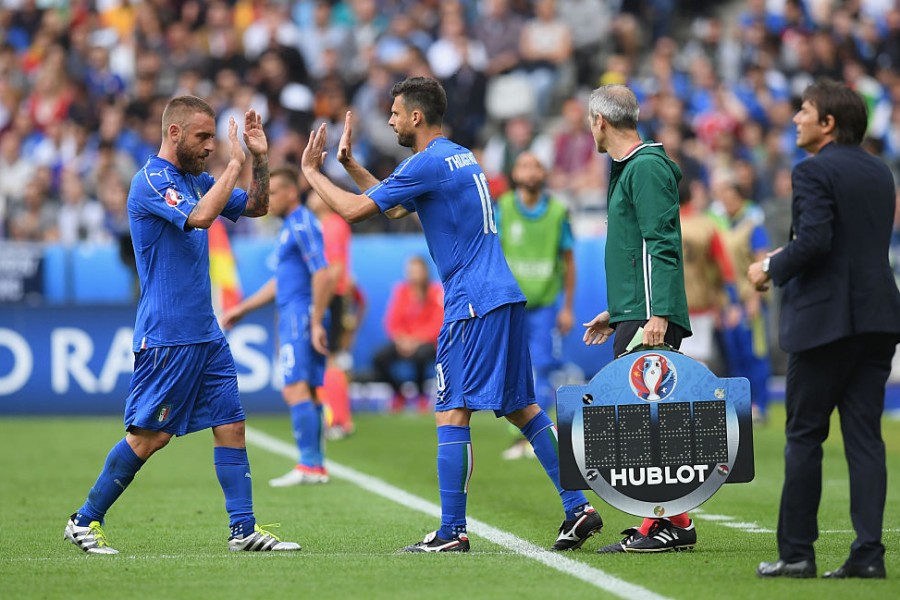 De Rossi e Thiago Motta con la maglia della nazionale azzurra