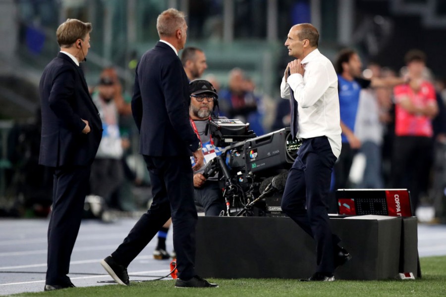 Allegri nei minuti finali della gara contro l'Atalanta