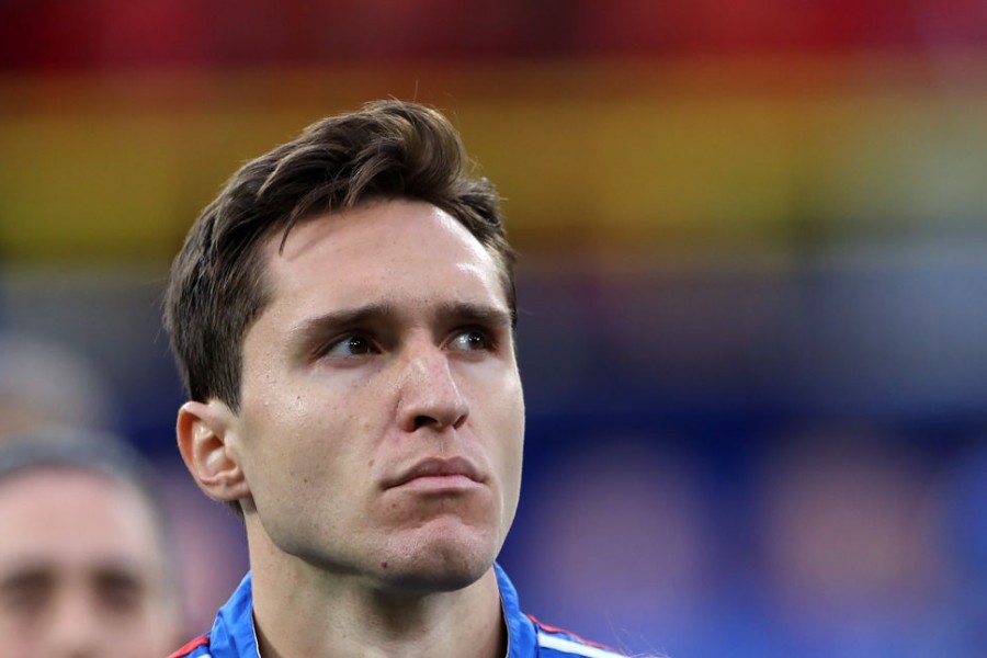Federico Chiesa prima di una partita in Nazionale