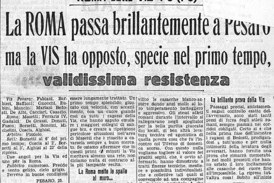 La pagina del quotidiano Il Littoriale con il resoconto della gara