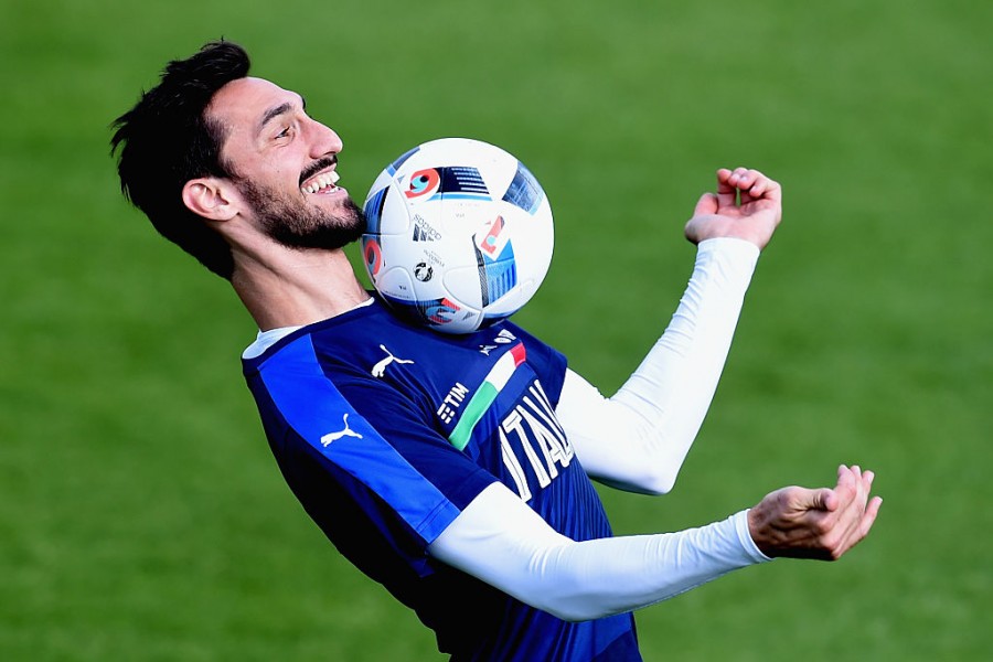 Davide durante un allenamento con la Nazionale