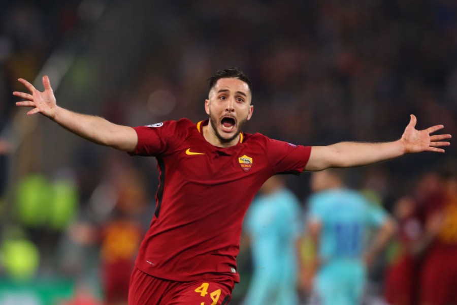 L'esultanza di Kostas Manolas dopo il gol del 3-0