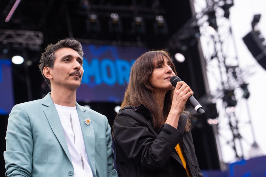 Ambra Angiolini e Fabrizio Biggio durante la serata di ieri