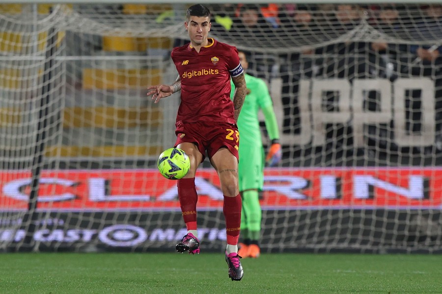 Gianluca Mancini in campo durante Spezia-Roma 0-2