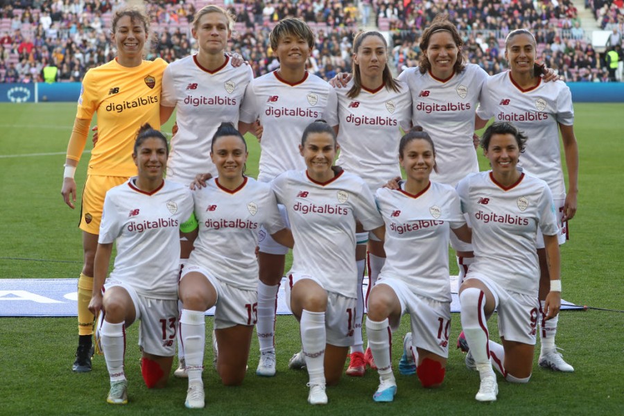 Formazione della Roma Femminile durante una partita di Champions League