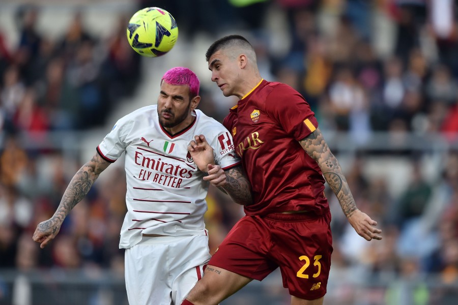 Gianluca Mancini in campo contro il Milan