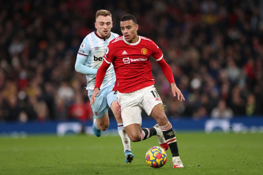 Mason Greenwood in campo con il Manchester United