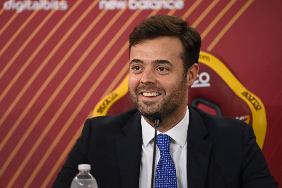 Tiago Pinto in conferenza stampa a Trigoria