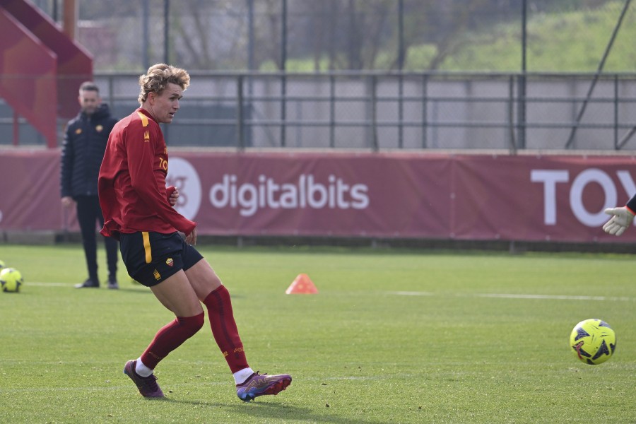 Ola Solbakken in allenamento a Trigoria