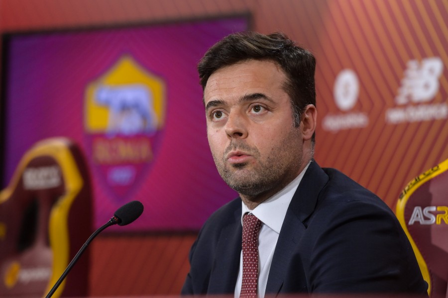 Il gm Tiago Pinto a Trigoria durante la conferenza stampa