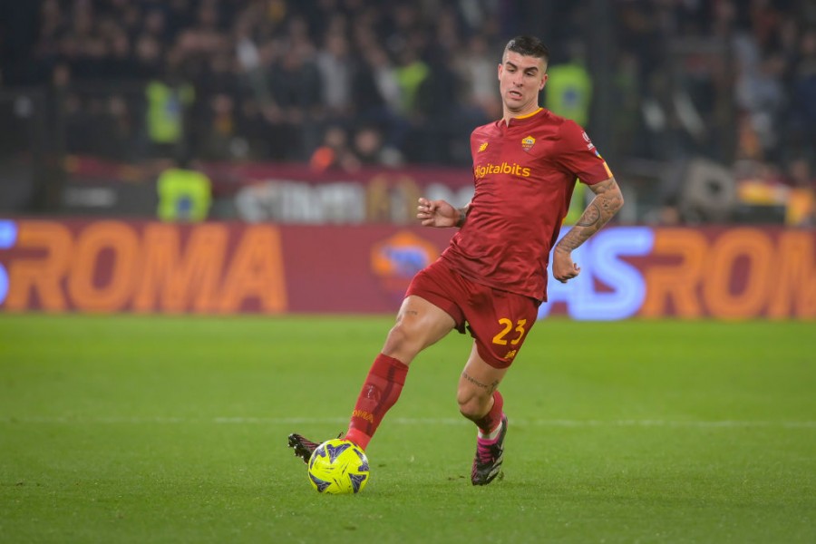 Il difensore della Roma, Gianluca Mancini, durante una partita