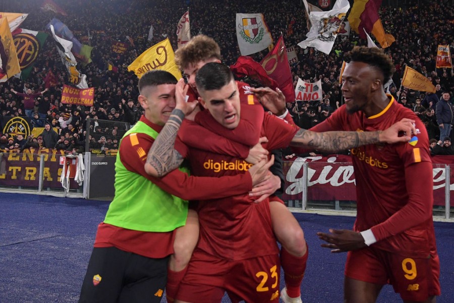 Esultanza della Roma durante Roma-Juventus