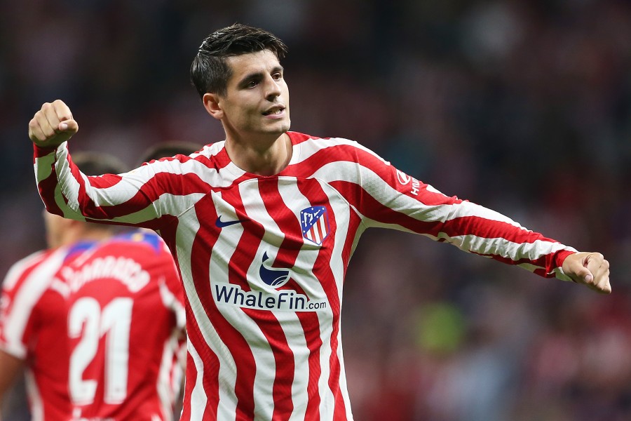 Morata durante una partita con l'Atletico Madrid