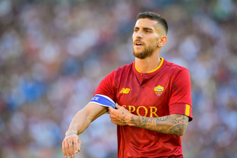 Lorenzo Pellegrini durante la gara con l'Inter