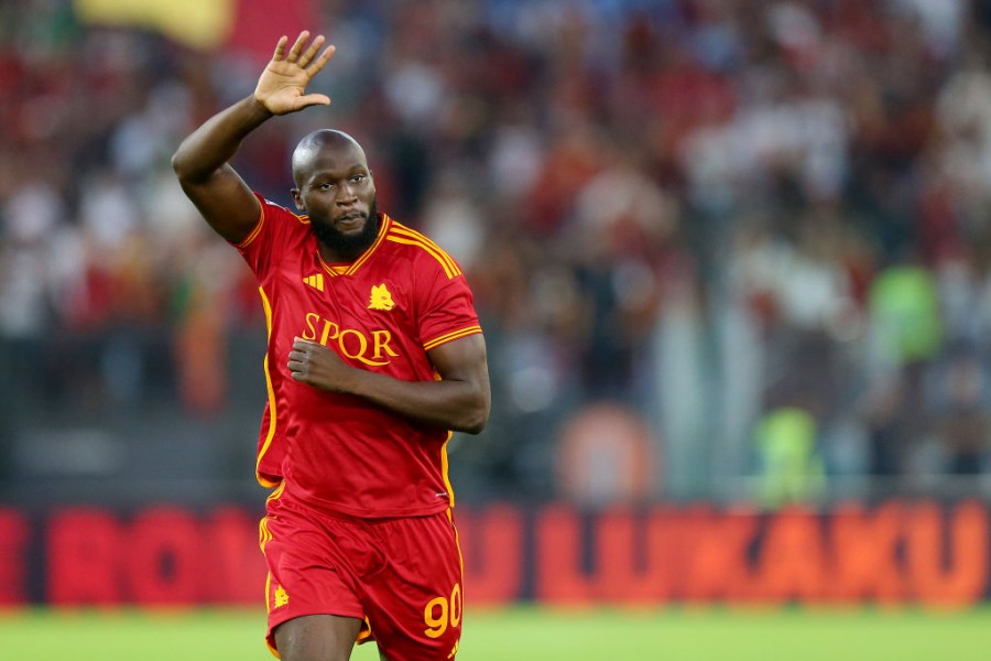 Lukaku in campo durante Roma-Milan