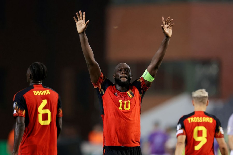 Romelu Lukaku in azione con la maglia del Belgio 