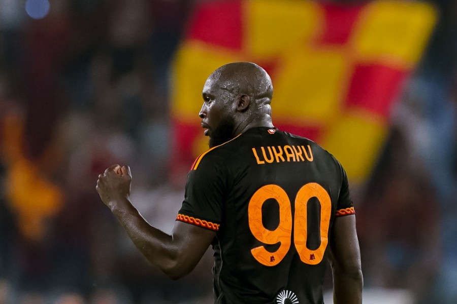 Esultanza di Lukaku con la maglia della Roma