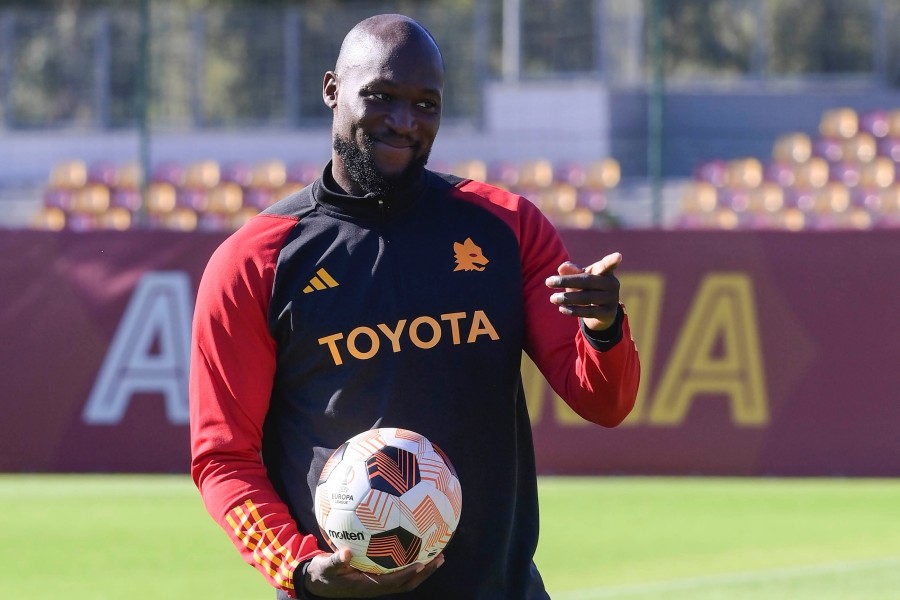 Romelu Lukaku in rifinitura a Trigoria
