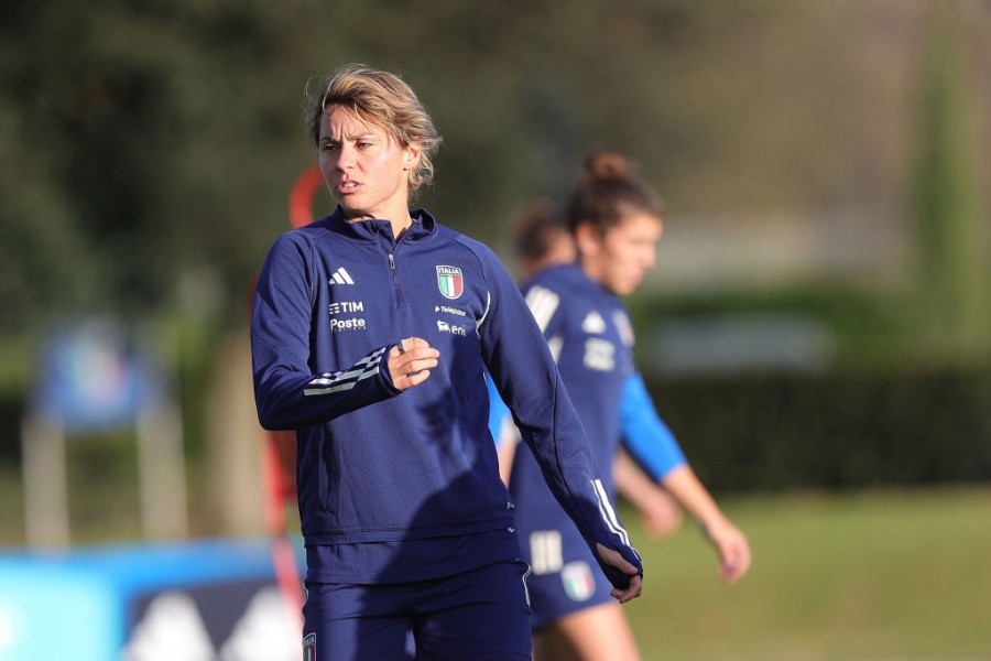 Giacinti durante un allenamento con la Nazionale