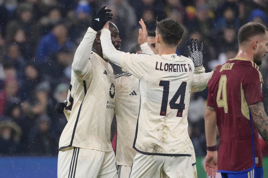 Diego Llorente e Romelu Lukaku dopo il gol dello 0-1