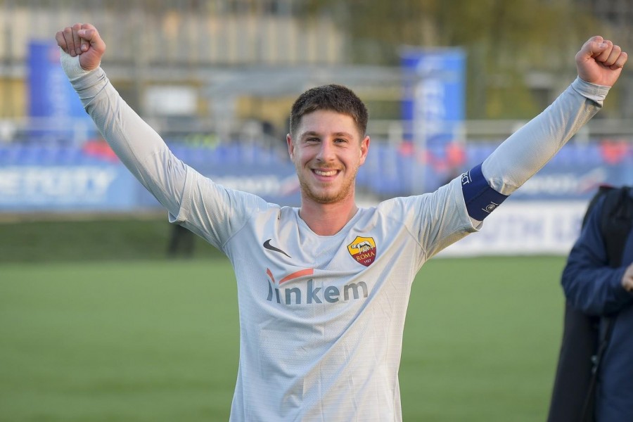 Marcucci esulta dopo la vittoria della Primavera in Youth League contro il Cska, di LaPresse