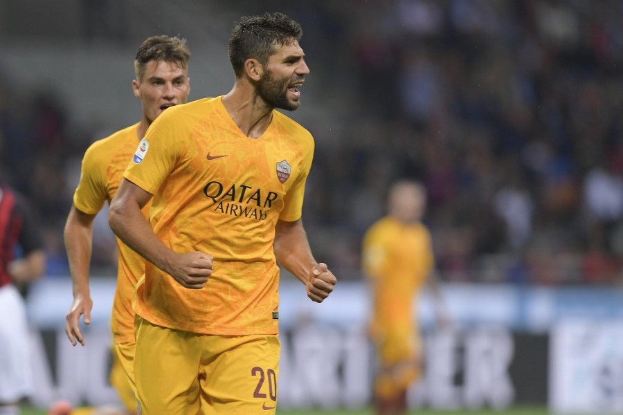 Federico Fazio dopo il gol al Milan, di LaPresse