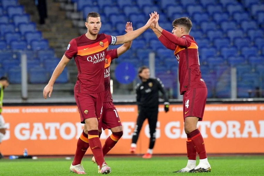 Dzeko e Villar in campo insieme (As Roma via Getty Images)