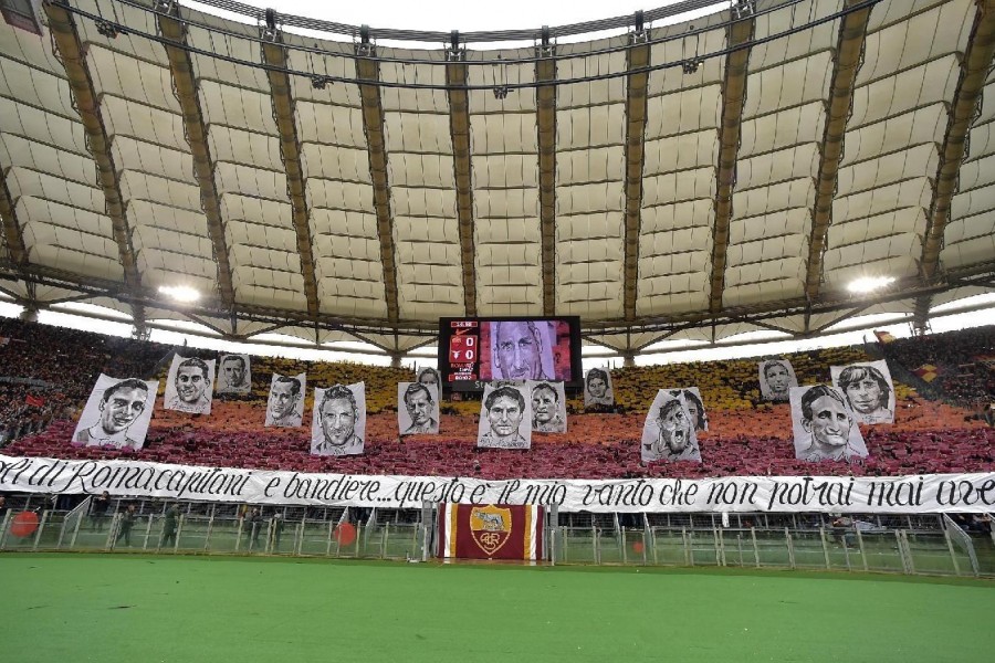 La coreografia della Curva Sud nel derby dell'11 gennaio 2015, di LaPresse