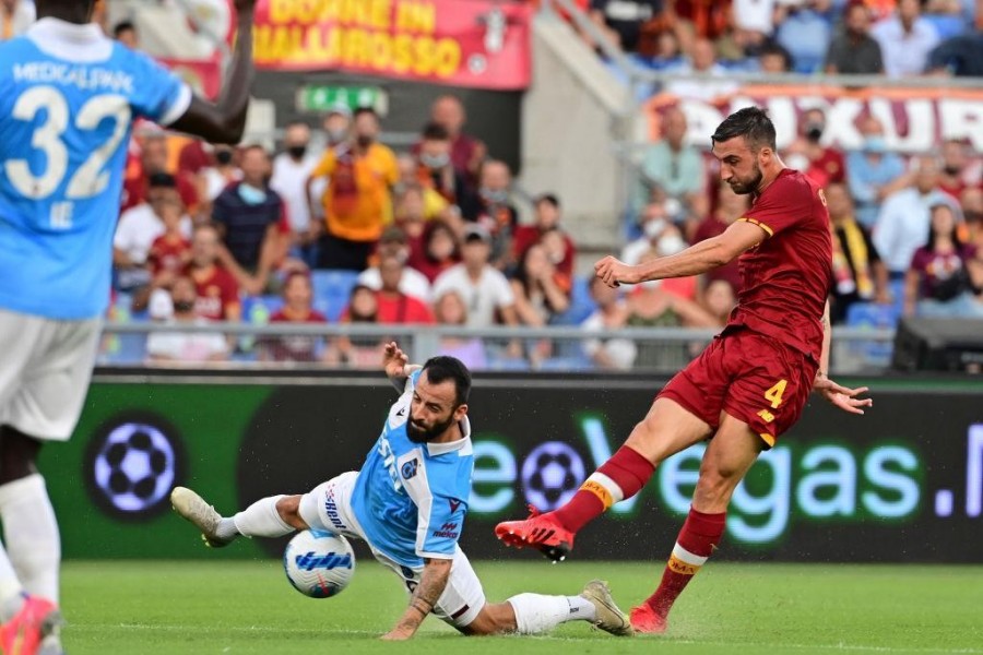 Il tiro di Bryan Cristante che ha portato in vantaggio la Roma @ AS Roma via Getty Images
