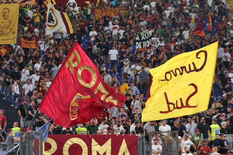 Un'immagine della Curva Sud in occasione di Roma-Fiorentina del 22 agosto, di Mancini