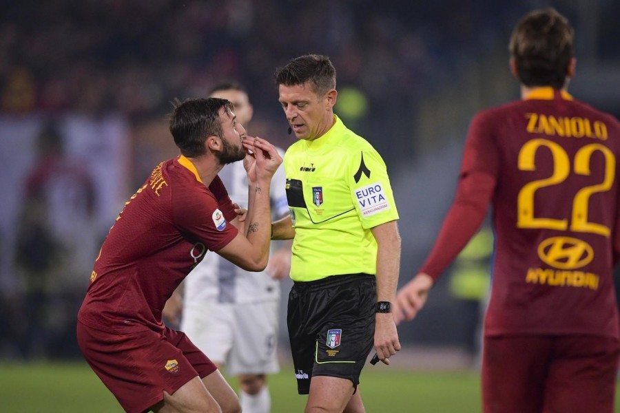 Le proteste con Rocchi durante Roma-Inter, di LaPresse