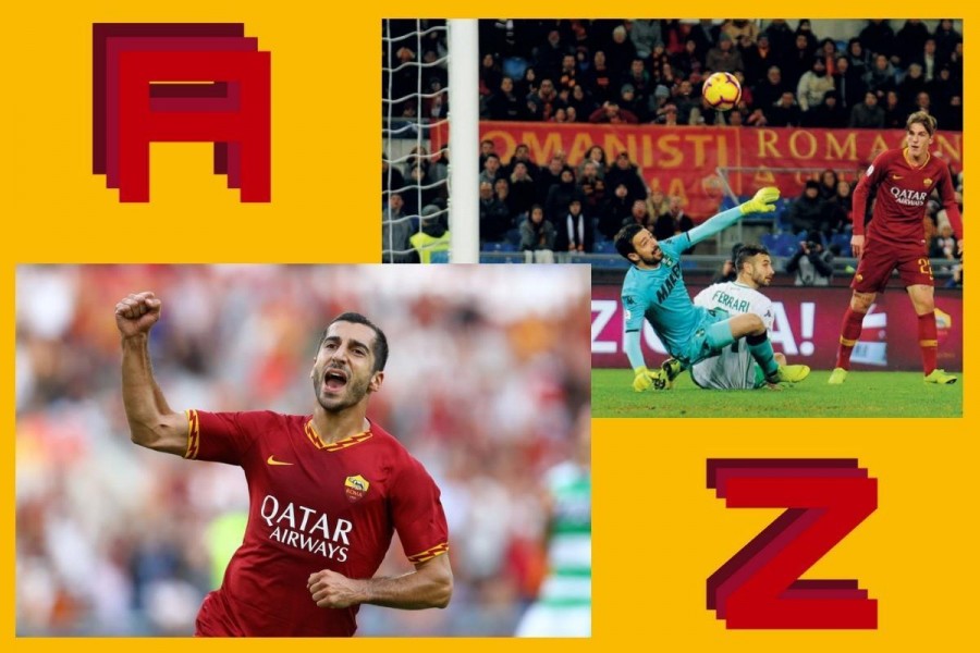 L'esultanza di Mkhitaryan e il momento del primo gol di Zaniolo (As Roma via Getty Images)