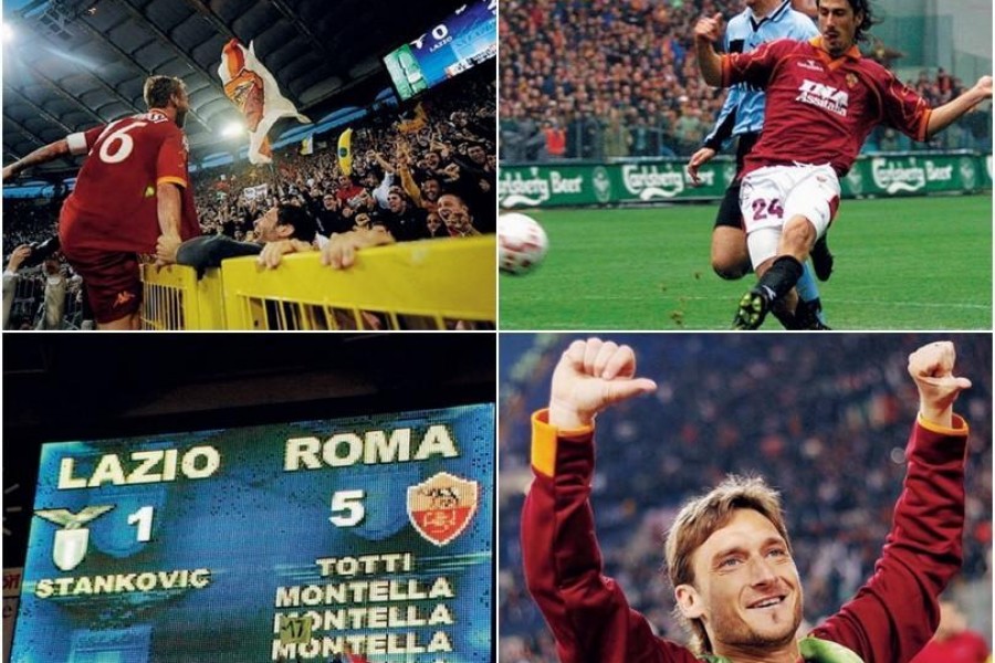 Quattro immagini emblematiche dei derby del terzo millennio. Daniele De Rossi esulta arrampicato sui cancelli della Curva Sud per la terza delle cinque sfide consecutive vinte a cavallo fra il 2009 e il 2011; gli uomini-simbolo della partita fra  i due mi