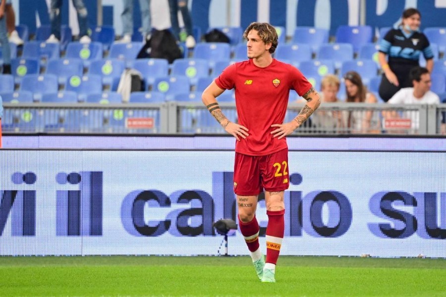Zaniolo nel prepartita del derby (As Roma via Getty Images)
