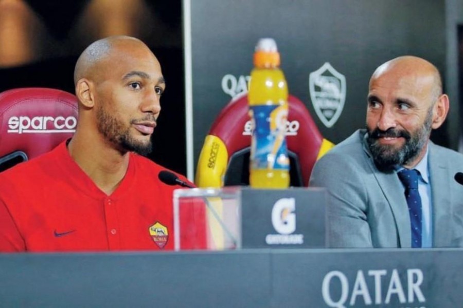 Nzonzi e Monchi nel giorno della presentazione del francese nel 2018, di Mancini