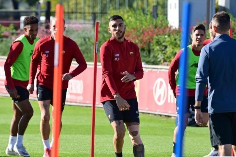 Lorenzo Pellegrini in allenamento a Trigoria (As Roma via Getty Images)