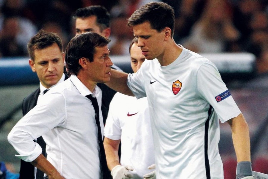 L’attuale portiere della Juventus Wojciech Szczesny, classe 1990, con Rudi Garcia, nella Roma 2015-16. Sotto, l’attuale portiere giallorosso Rui Patricio, di Mancini