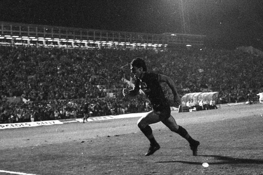 la gioia di Francesco Vincenzi dopo il gol al Goteborg, il 14 settembre 1983
