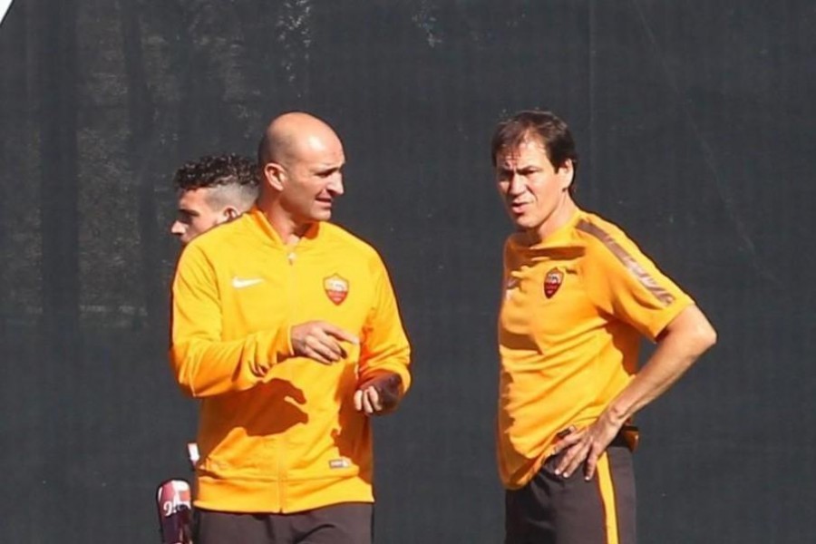 Rongoni e Rudi Garcia al lavoro a Trigoria, di Mancini