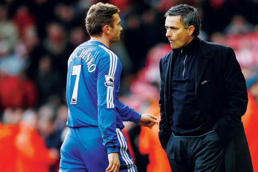 Andriy Shevchenko con José Mourinho al Chelsea